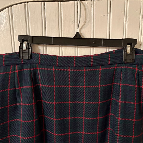 Pendleton 100% Virgin Wool Plaid Midi Skirt Lined Navy Red Tartan Size 16 - Picture 3 of 10